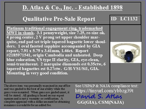 2.08ctw Oval Cut Sapphire & Diamond Ring, GIA No-Heat