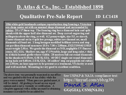 6.56ctw Victorian Shield Cut Diamond & Ruby Ring