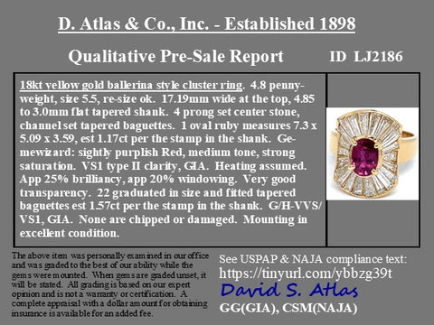2.74ctw Ruby & Tapered Baguette Cut Diamond Ballerina Ring