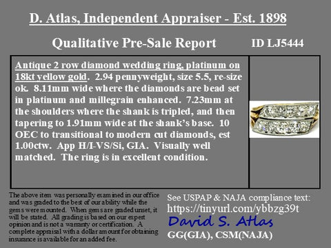 1.00ctw Antique Old European Cut Diamond Double Row Ring
