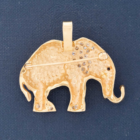 Vintage Diamond Elephant Pendant