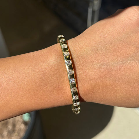 4.61ctw Old Mine Cut Hinged Cuff Bracelet