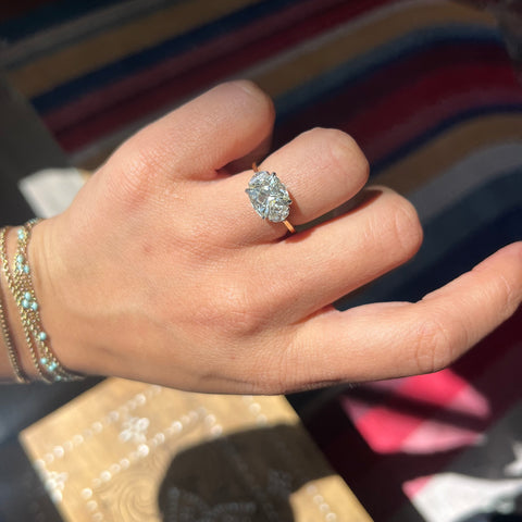 3.30ctw Old Mine Cut Diamond Trilogy Ring