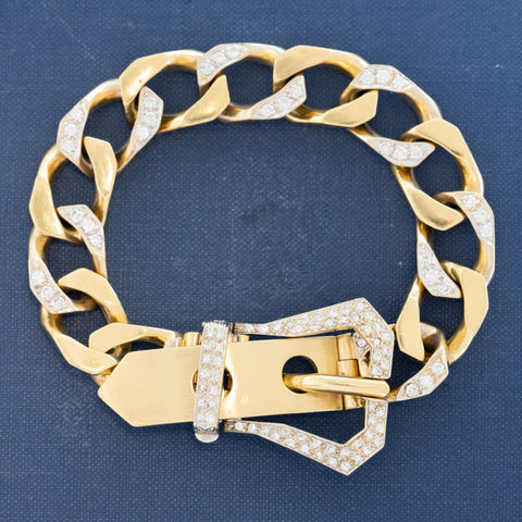 1.80ctw Vintage Diamond Buckle Curb Link Bracelet