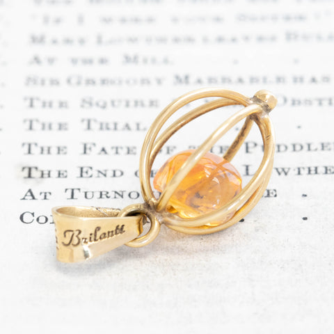 Vintage Fire Opal Cage Pendant