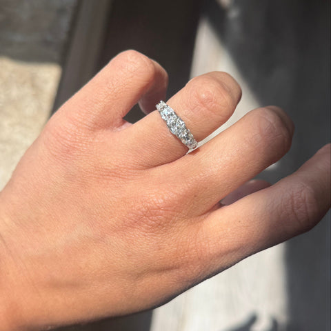 1.87ctw Old Mine Cut Diamond Victorian Inspired 5-Stone Band