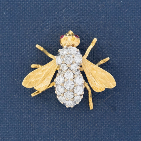Vintage Diamond & Ruby Bee Brooch, by Herbert Rosenthal