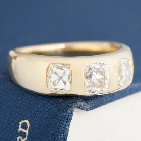 1.77ctw Cushion Cut Diamond 3-Stone Ring