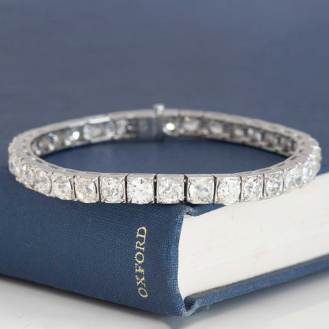 14.37ctw Vintage Old Mine/Old European Cut Diamond Tennis Bracelet