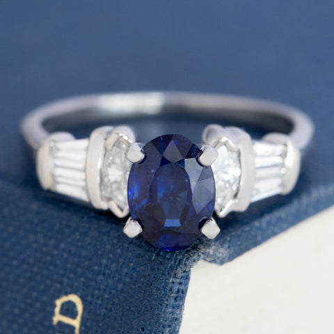 2.08ctw Oval Cut Sapphire & Diamond Ring, GIA No-Heat