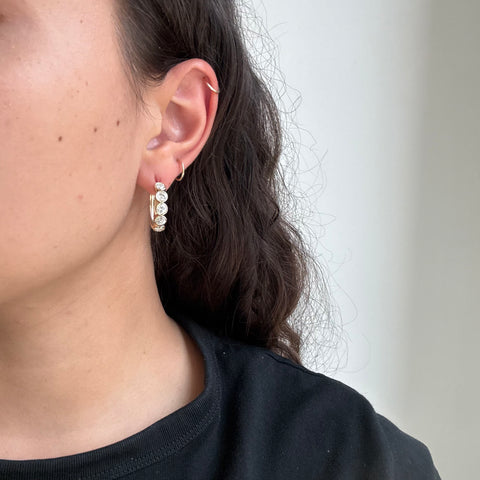 3.01ctw Old European Cut Diamond Bezel Hoop Earrings
