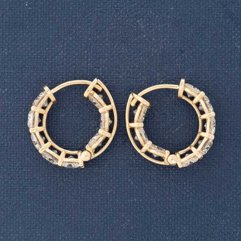 3.08ctw Old European Cut Diamond Inside Out Hoop Earrings