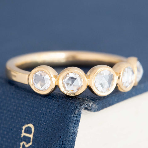 .85ctw Rose Cut Diamond 5-Stone Bezel Band