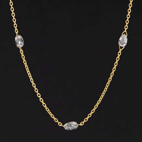 2.01ctw Briolette Cut Diamond Station Necklace