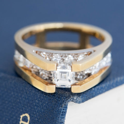 .92ctw Vintage Asscher Cut Diamond Tension-set Ring
