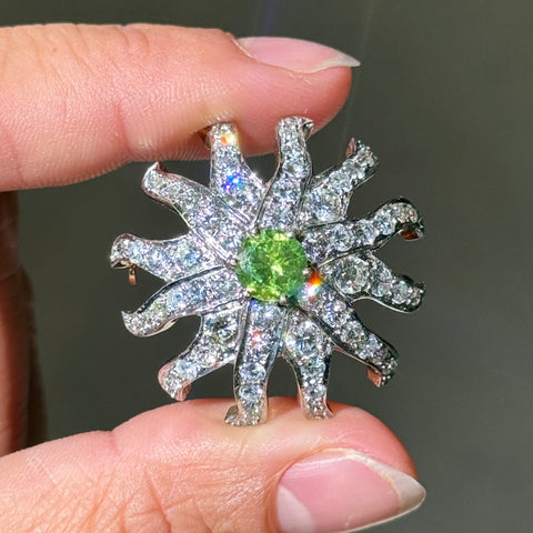 4.65ctw Antique Diamond & Demantoid Garnet Brooch/Pendant