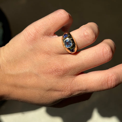 Sapphire Three Stone Flush Set Ring