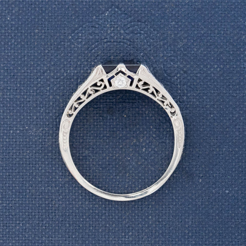 Vintage Tiffany platinum ring with geometric filigree details