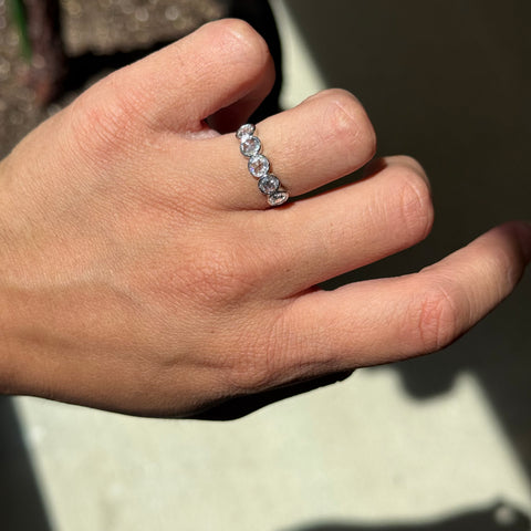 .90ctw Round Rose Cut Diamond 5-Stone Bezel Band
