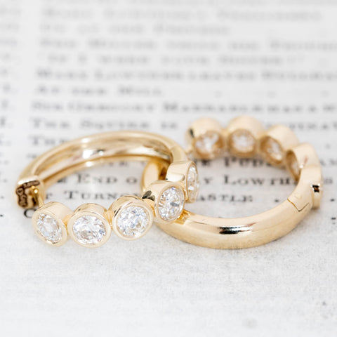 3.01ctw Old European Cut Diamond Bezel Hoop Earrings