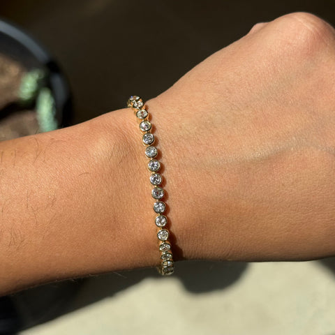 5.65ctw Old European Cut Diamond Bezel Tennis Bracelet