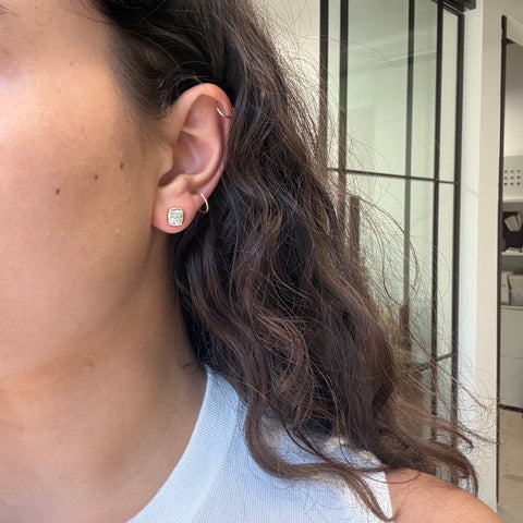 1.76ctw Old Mine Cut Diamond Bezel Stud Earrings