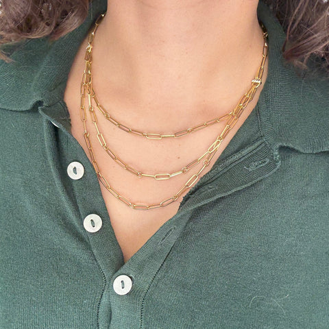 Triple Row Paperclip Bib Necklace, by Roberto Coin