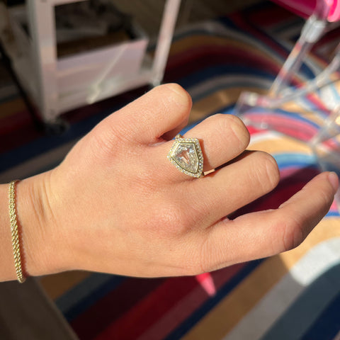 2.45ctw Shield Cut Diamond Halo Ring