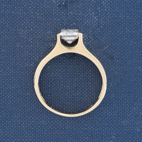 1.29ct Vintage Radiant Cut Diamond Half-Bezel Solitaire, GIA I VS1