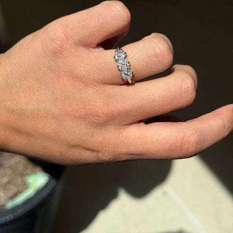 2.13ctw Old Mine Cut Diamond Trilogy Ring