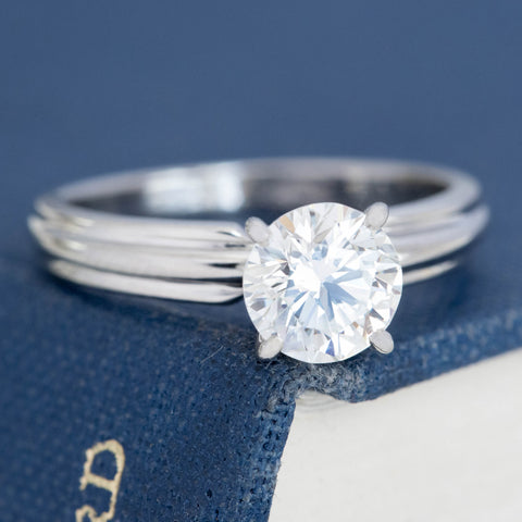 1.04ct Vintage Round Brilliant Cut Diamond Solitaire, GIA J VS2