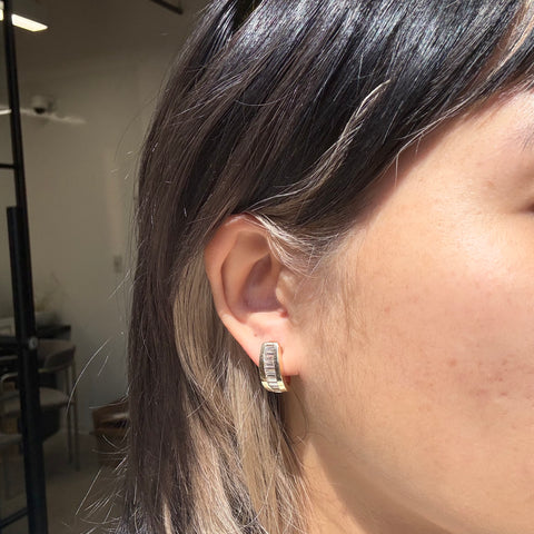 2.00ctw Vintage Baguette Cut Diamond Half Hoop Earrings