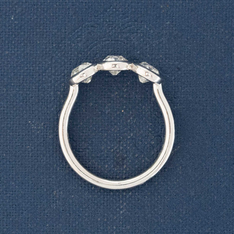 1.31ctw Old European Cut Diamond Bezel Trilogy Ring