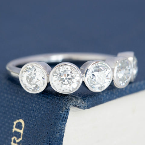 1.68ctw Old European Cut Diamond 5-Stone Bezel Band