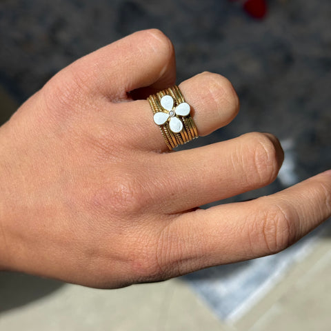 Vintage Enamel Flower Stacking Ring, by Gucci
