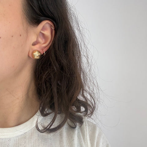 Vintage Faceted Gold Sphere Stud Earrings
