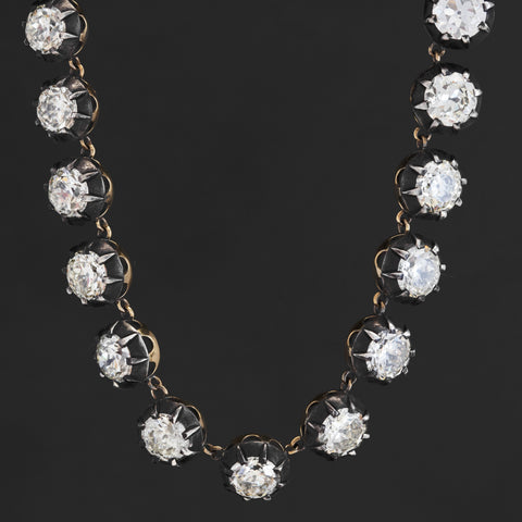 40.58ctw Old European Cut Diamond Collet Riviere Necklace