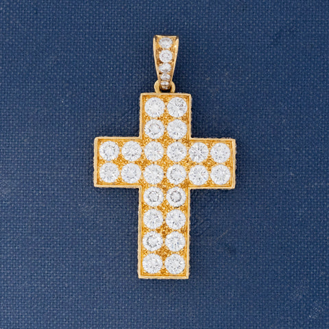 5.00ctw Vintage Round Brilliant Cut Diamond Cross Pendant, Cartier France