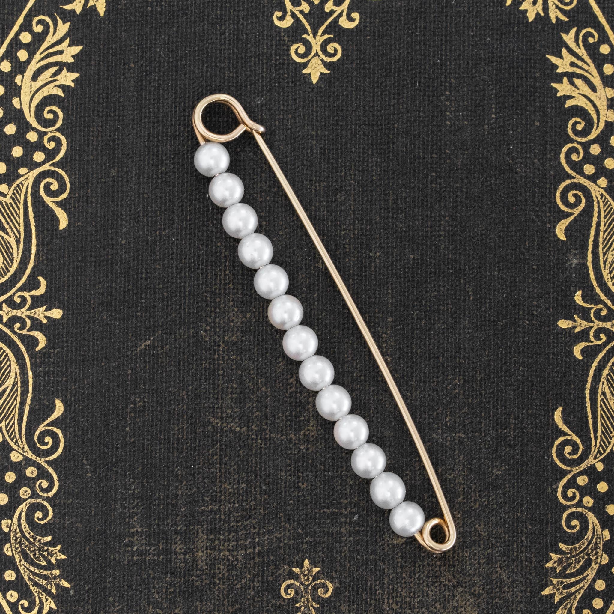 Jewels by Grace Vintage Pearl Safety Pin Brooch