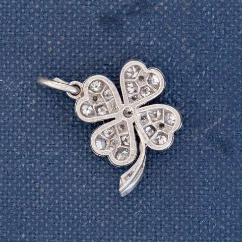 Vintage Diamond Four Leaf Clover Charm
