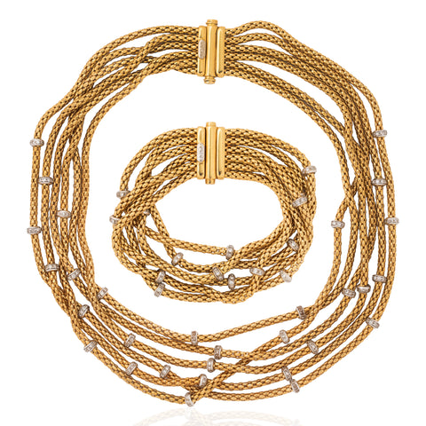 Vintage Diamond Bib Bracelet & Necklace Set, by Fope
