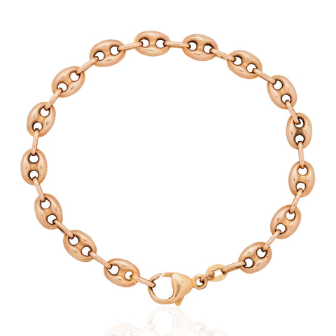 Vintage Rose Gold Mariner Link Chain Bracelet, Italian