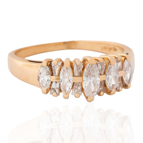 1.05ctw Vintage Mixed Cut Marquise & Baguette Ring