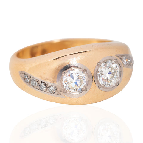 .72ctw Vintage Old European Cut Diamond Twin Stone Ring