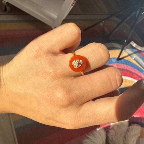 Diamond & Sardonyx Ladybug Ring