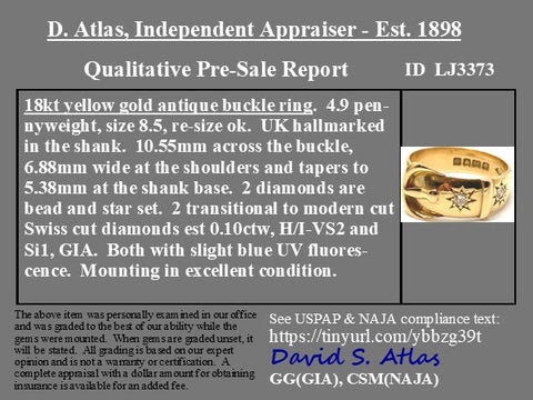 Antique English diamond buckle band in 18kt yellow gold, London 1917 – alternate view 4