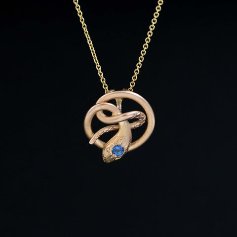 Antique Coiled Serpent Conversion Pendant
