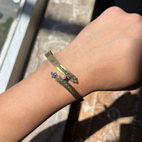 Antique Diamond & Pearl Bangle French