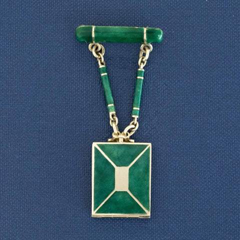 Antique Enamel Locket Brooch