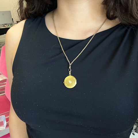 Antique French Diamond Floral Circle Locket